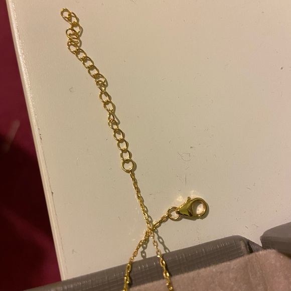 White Enamel Heart Gold Necklace - Picture 3 of 5